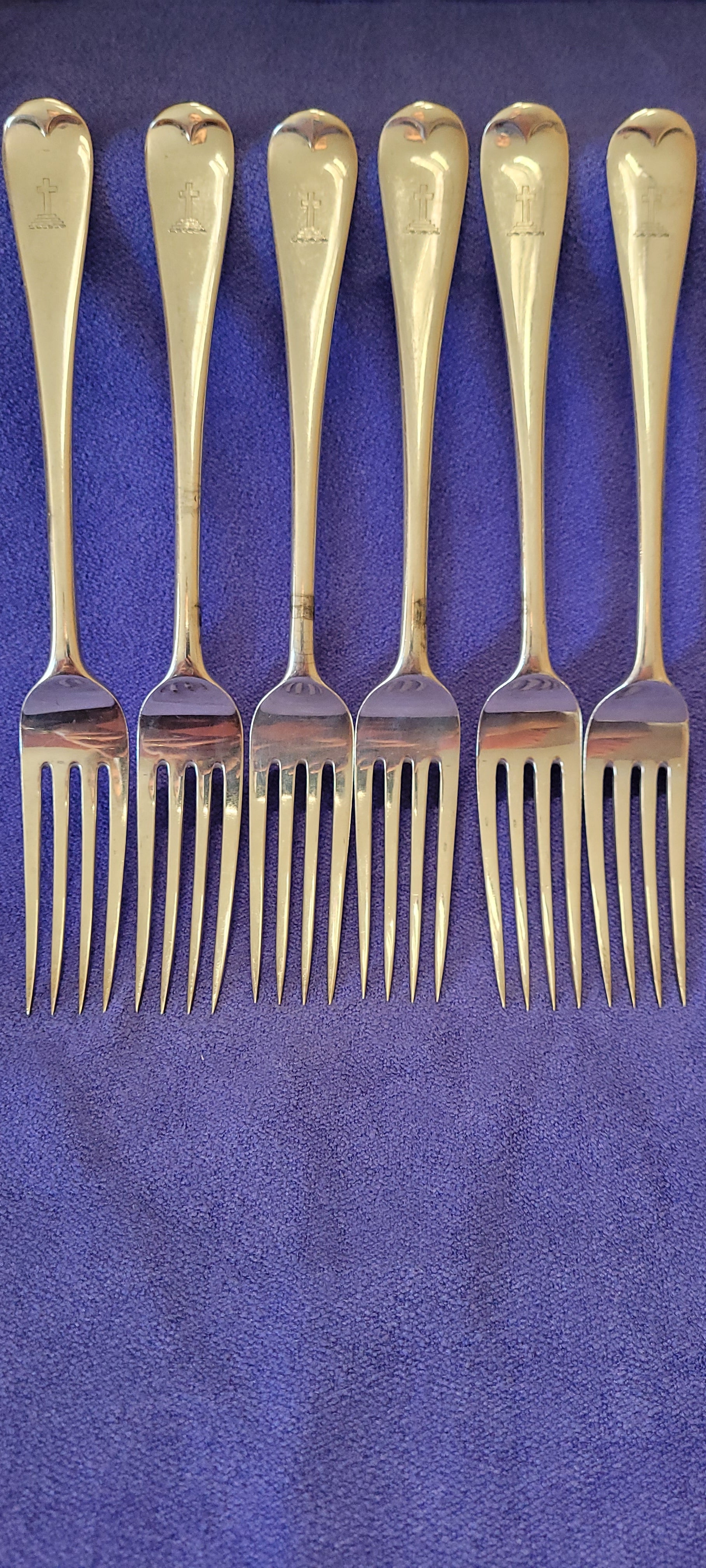 6 Silver Sterling Forks , London , 1919 , Josiah Williams & Co , 503g