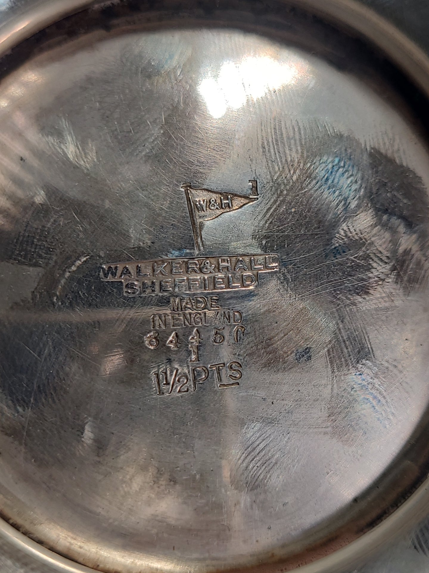 SILVER Hallmarked Walker & Hall Teapot 641g Sheffield 1949 Georgian Style