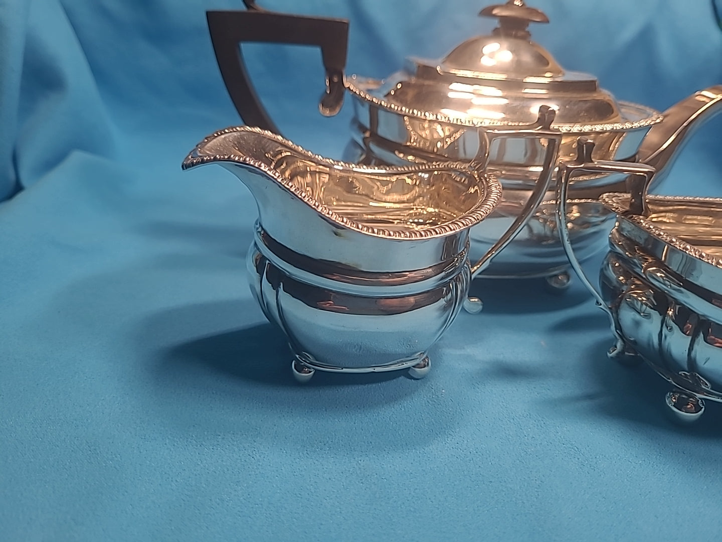 George V Silver 3 Piece Tea Set, Regency Style by John Hunt Of Preston in 1913