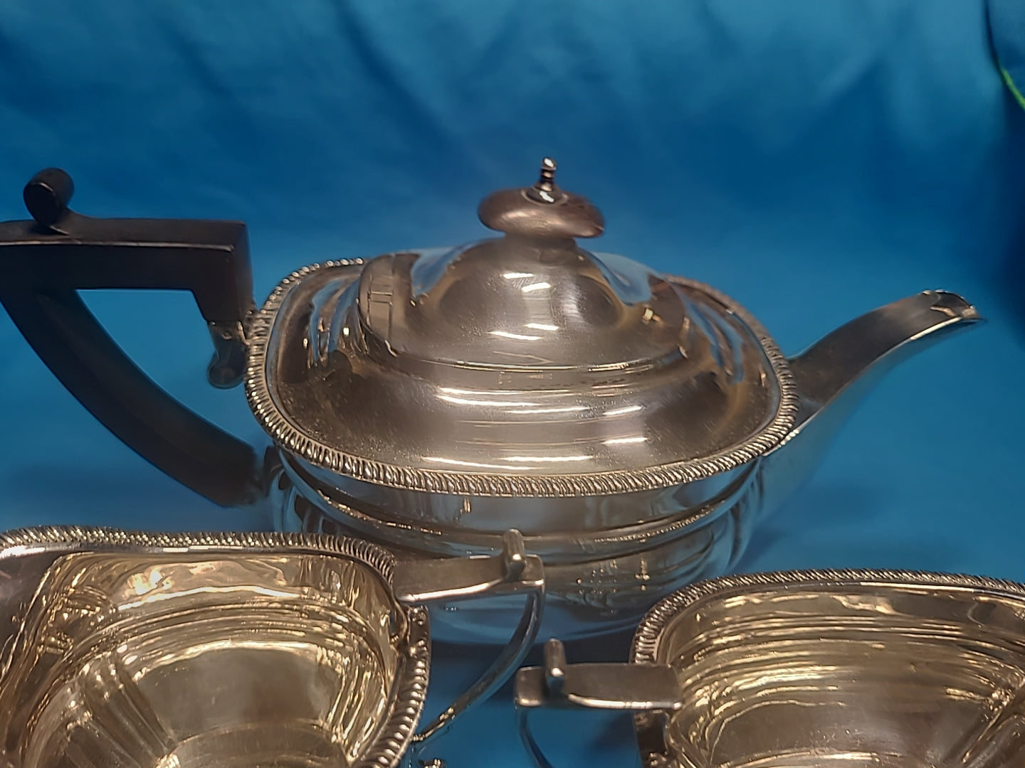 George V Silver 3 Piece Tea Set, Regency Style by John Hunt Of Preston in 1913