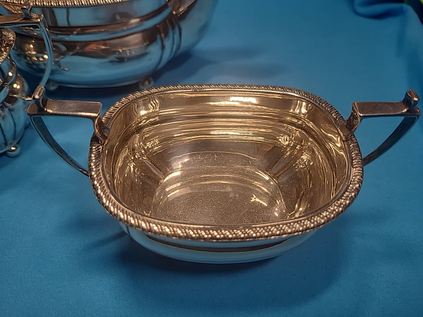 George V Silver 3 Piece Tea Set, Regency Style by John Hunt Of Preston in 1913