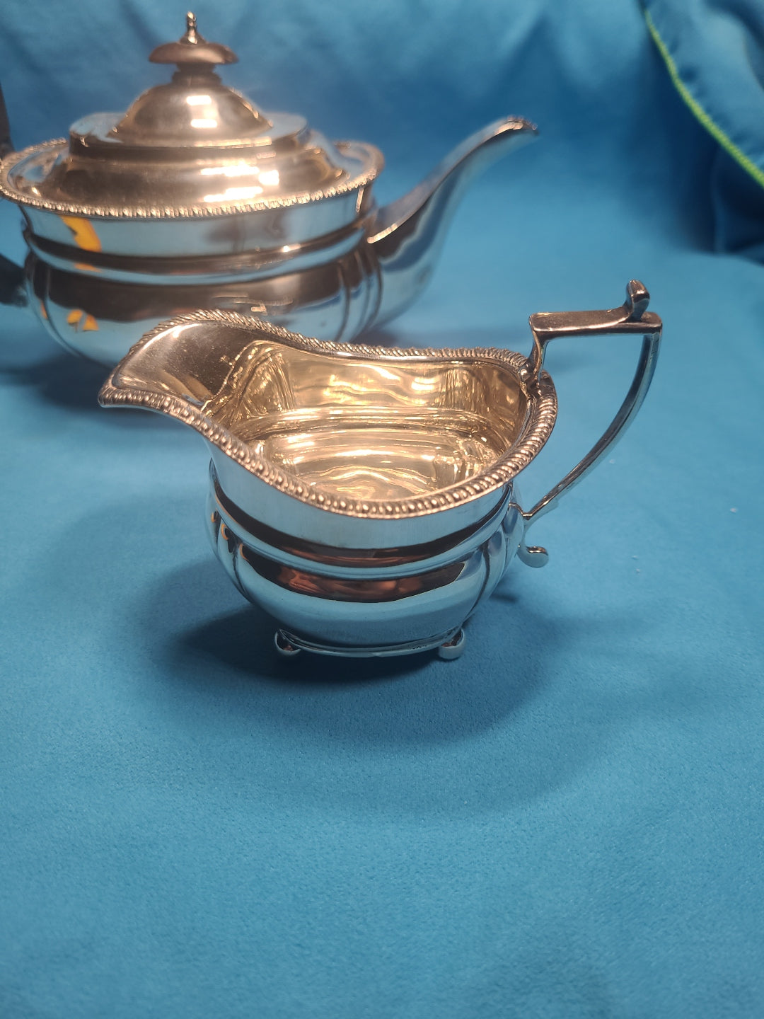 George V Silver 3 Piece Tea Set, Regency Style by John Hunt Of Preston in 1913