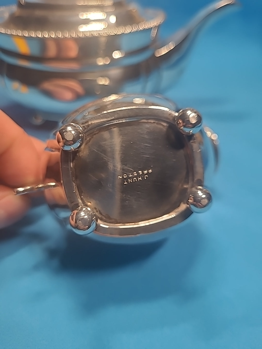George V Silver 3 Piece Tea Set, Regency Style by John Hunt Of Preston in 1913