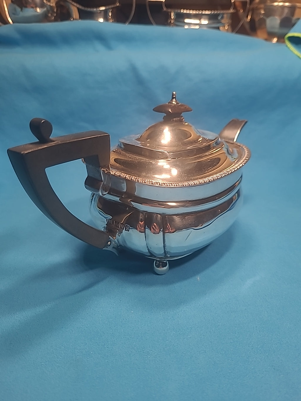 George V Silver 3 Piece Tea Set, Regency Style by John Hunt Of Preston in 1913