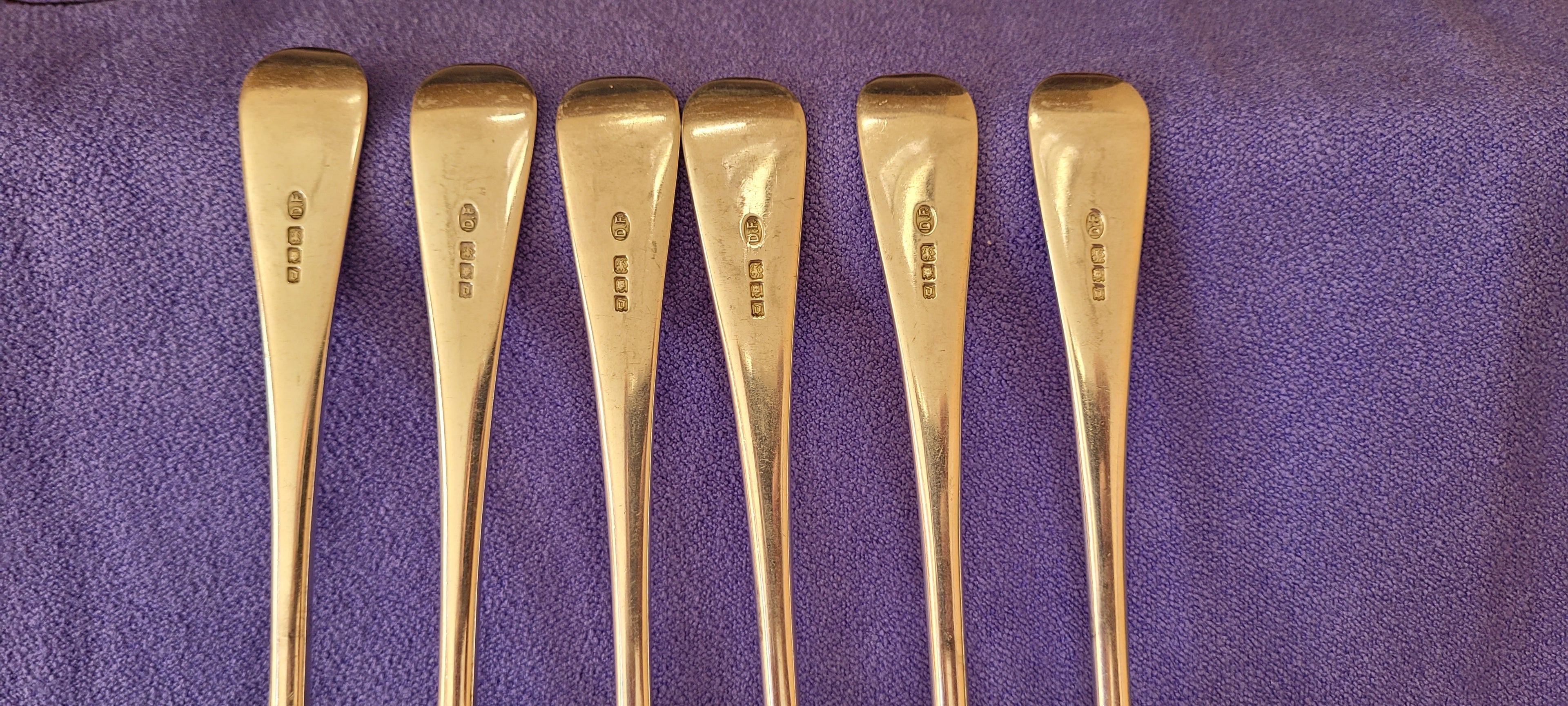 6 Silver Sterling Forks , London , 1919 , Josiah Williams & Co , 503g