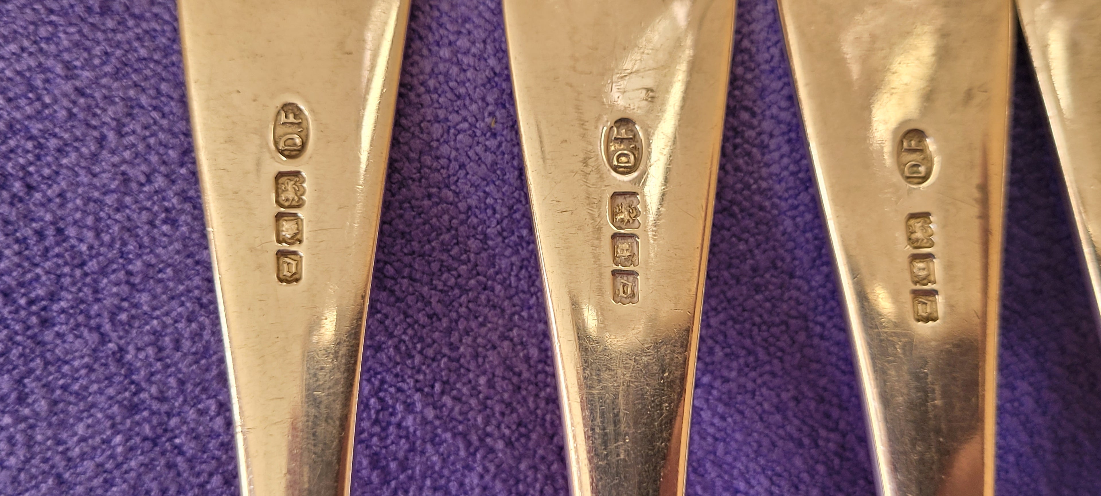 6 Silver Sterling Forks , London , 1919 , Josiah Williams & Co , 503g