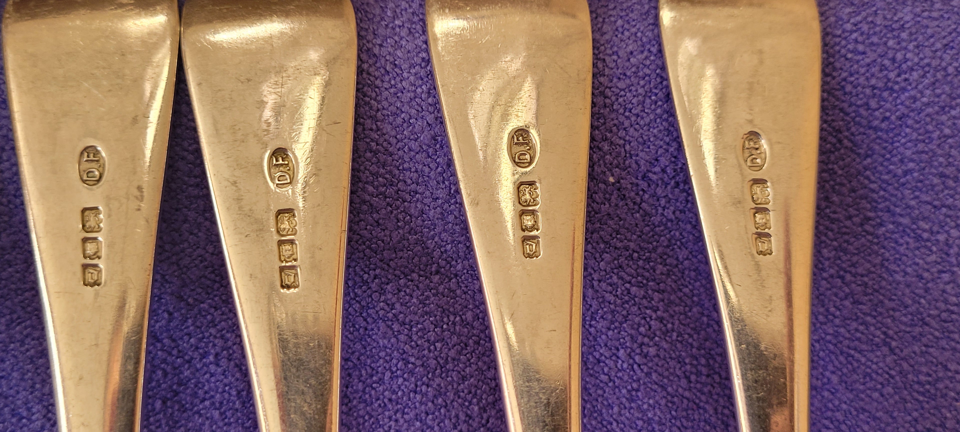 6 Silver Sterling Forks , London , 1919 , Josiah Williams & Co , 503g