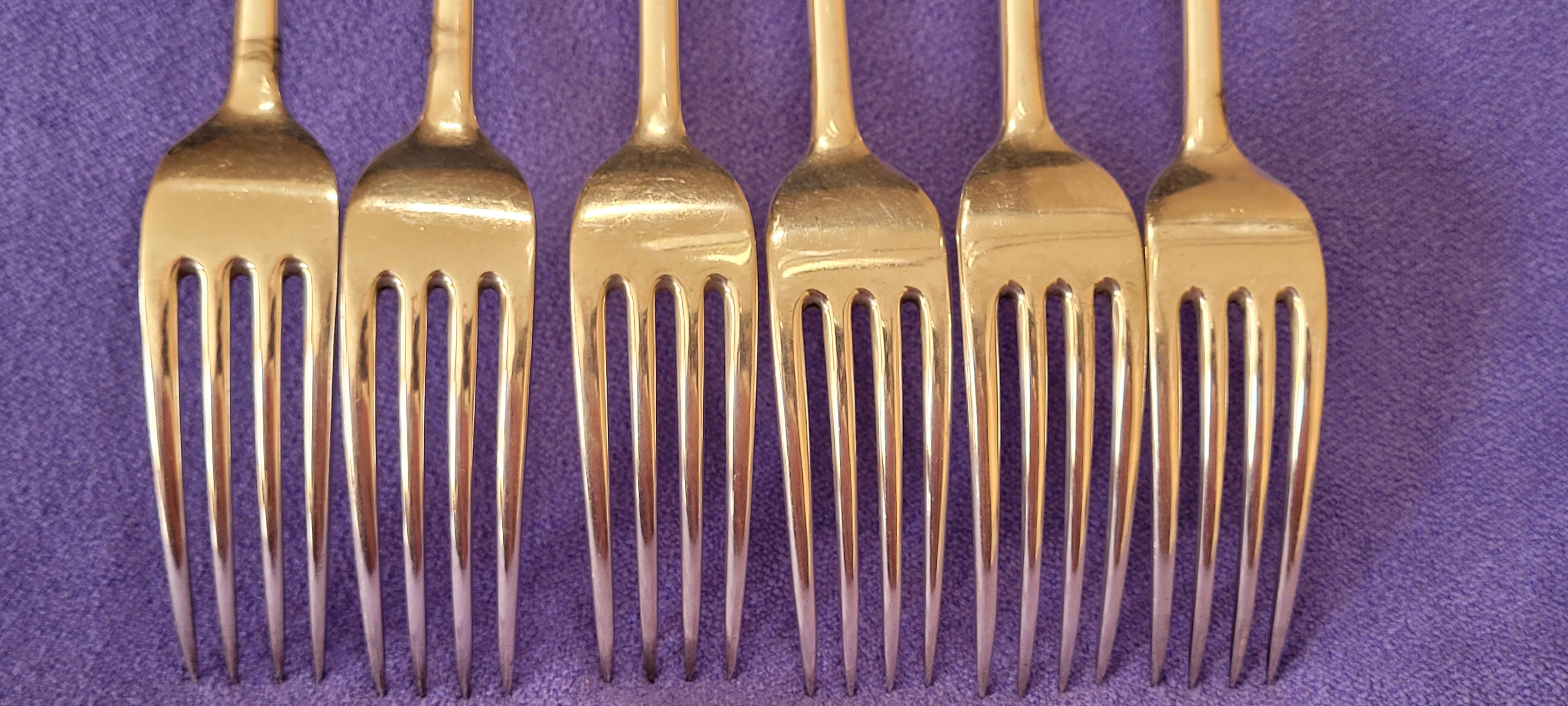 6 Silver Sterling Forks , London , 1919 , Josiah Williams & Co , 503g