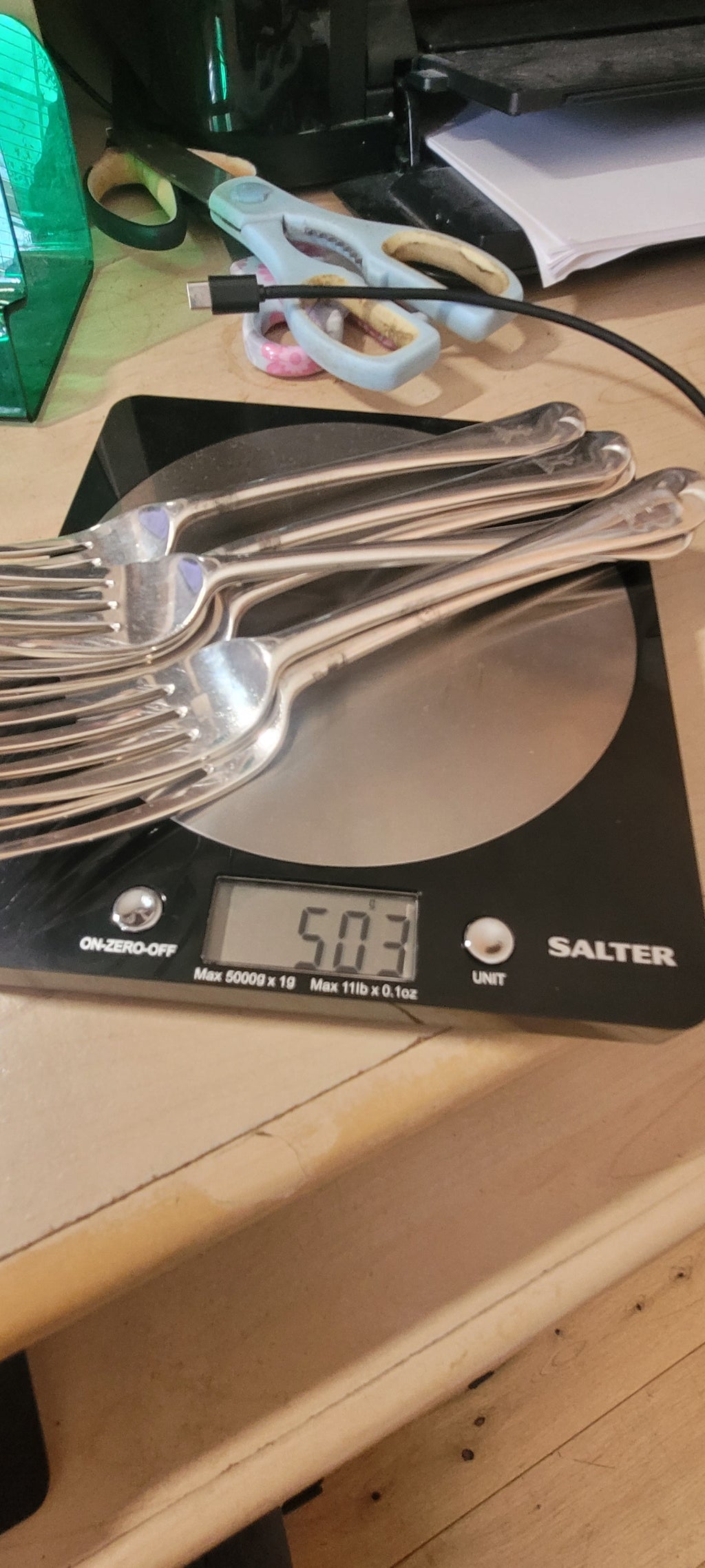 6 Silver Sterling Forks , London , 1919 , Josiah Williams & Co , 503g