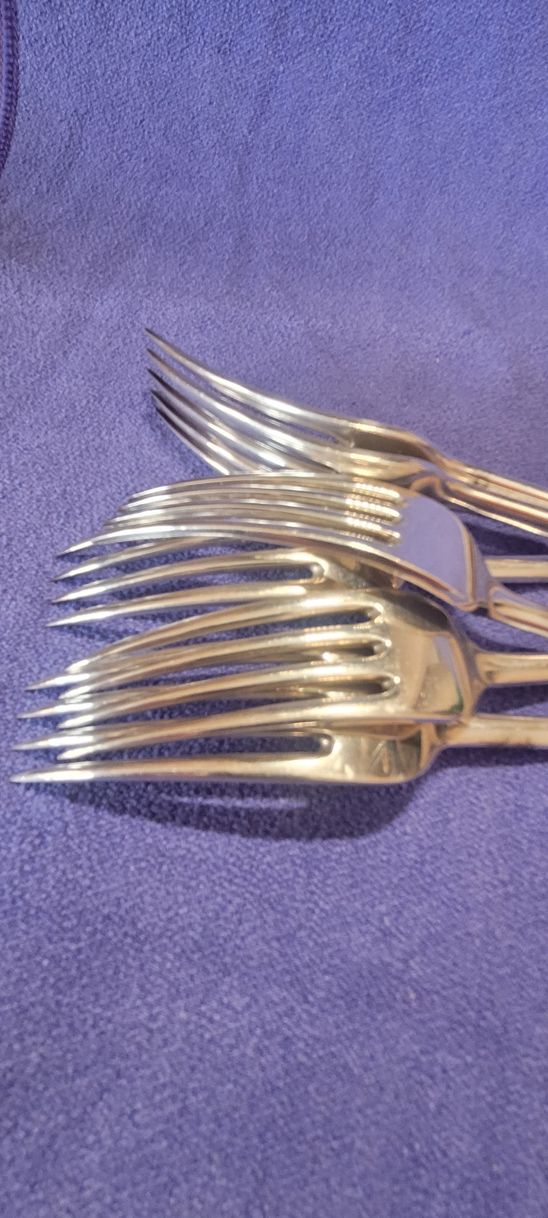 6 Silver Sterling Forks , London , 1919 , Josiah Williams & Co , 503g