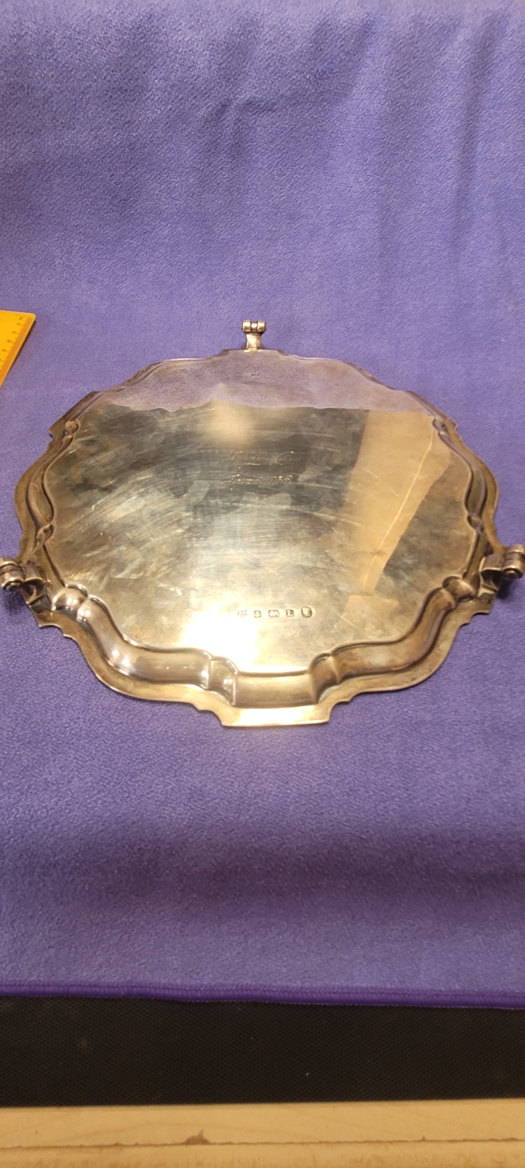 Solid Silver Footed Waiter  , 1935 , Baker Brothers LTD , Birmingham , 559 g