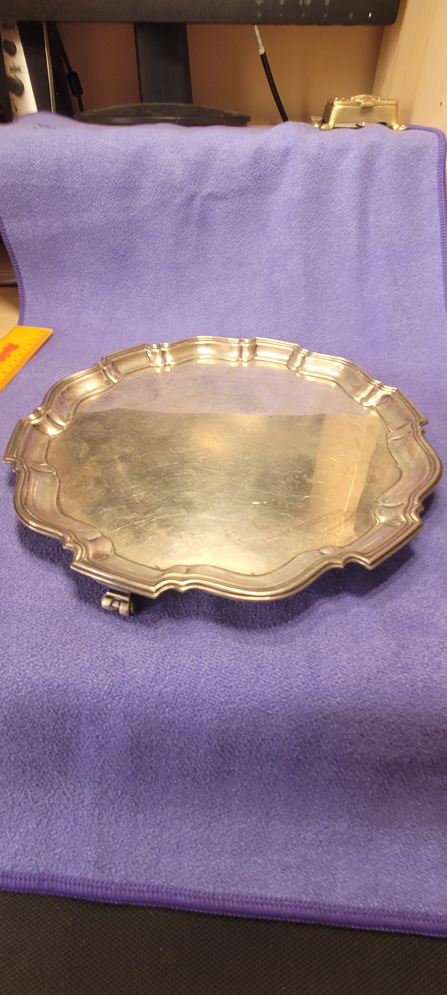 Solid Silver Footed Waiter  , 1935 , Baker Brothers LTD , Birmingham , 559 g