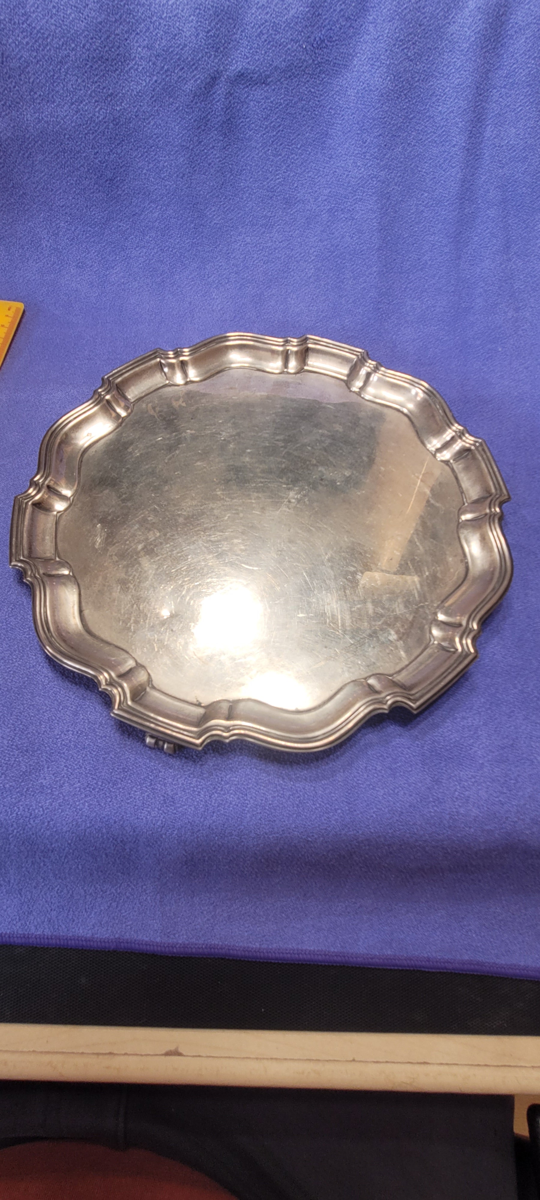 Solid Silver Footed Waiter  , 1935 , Baker Brothers LTD , Birmingham , 559 g