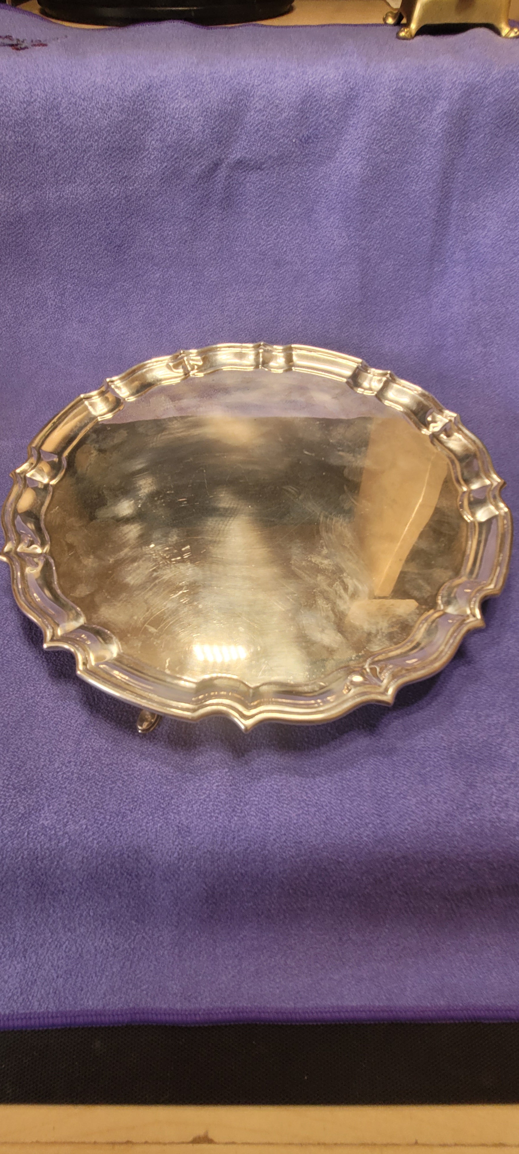 Solid Silver Footed Waiter ,1933 , Baker Brothers Silver LTD , Birmingham, 537 g