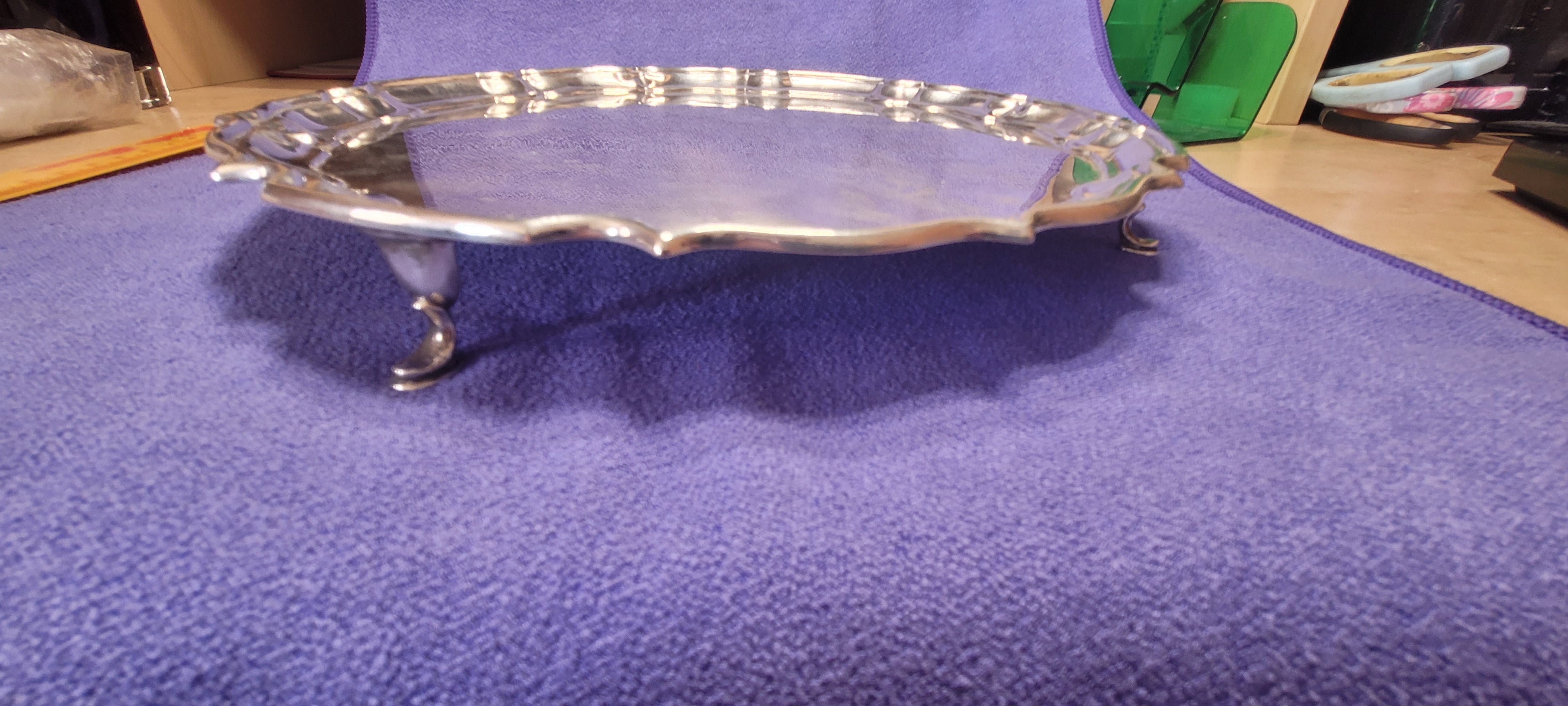 Solid Silver Footed Waiter ,1933 , Baker Brothers Silver LTD , Birmingham, 537 g