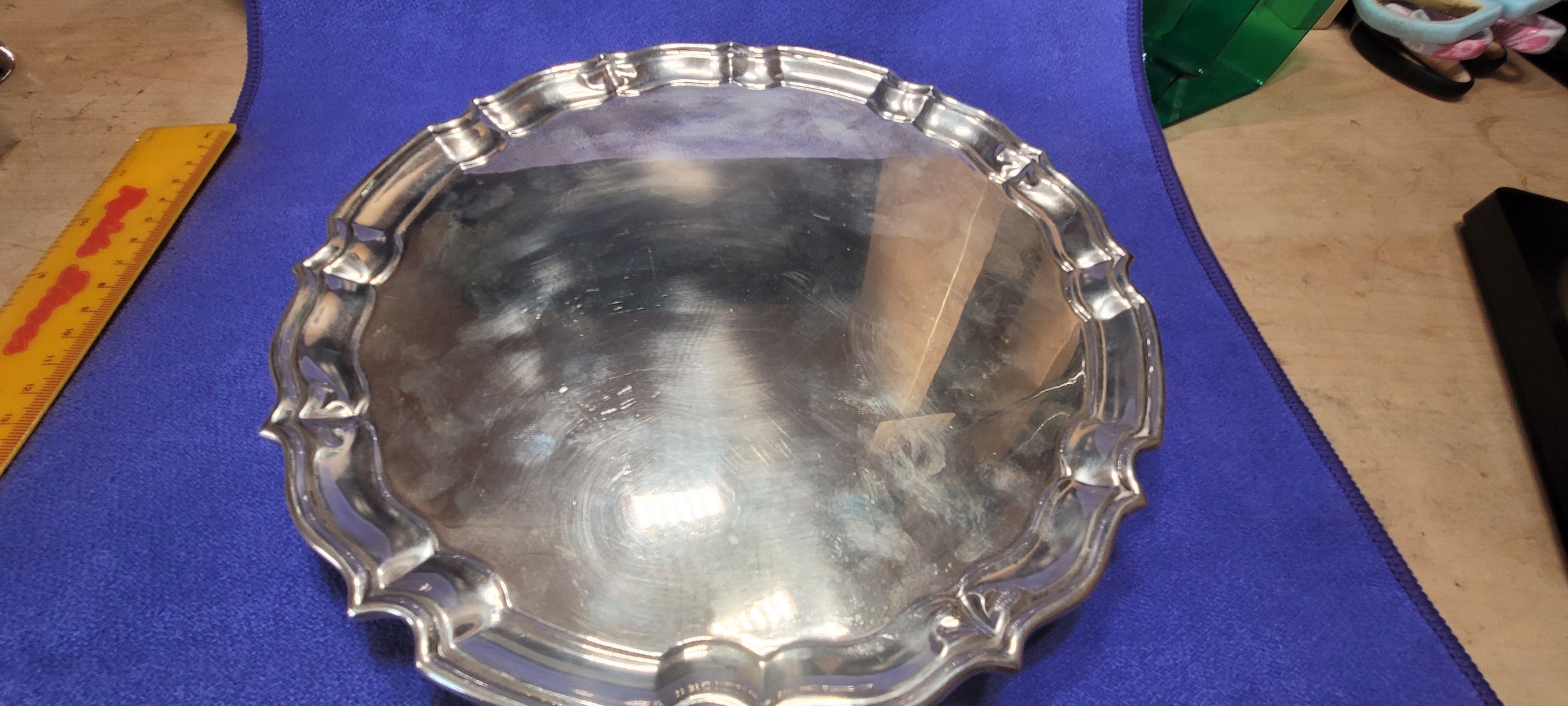 Solid Silver Footed Waiter ,1933 , Baker Brothers Silver LTD , Birmingham, 537 g