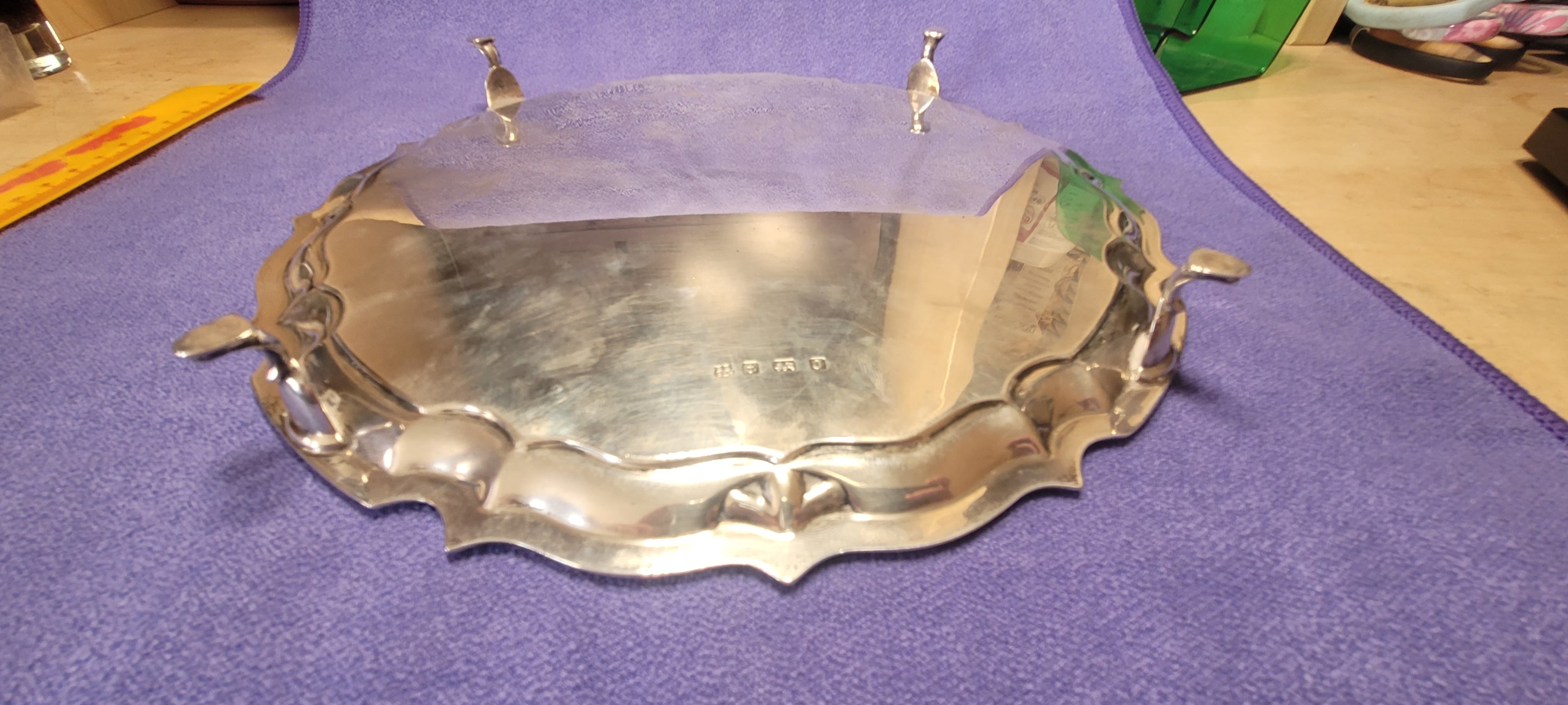 Solid Silver Footed Waiter ,1933 , Baker Brothers Silver LTD , Birmingham, 537 g