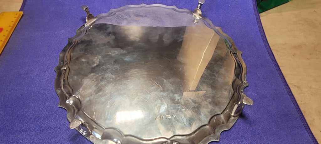 Solid Silver Footed Waiter ,1933 , Baker Brothers Silver LTD , Birmingham, 537 g
