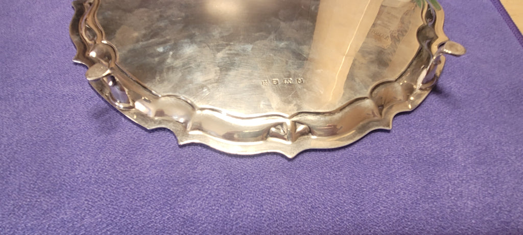 Solid Silver Footed Waiter ,1933 , Baker Brothers Silver LTD , Birmingham, 537 g