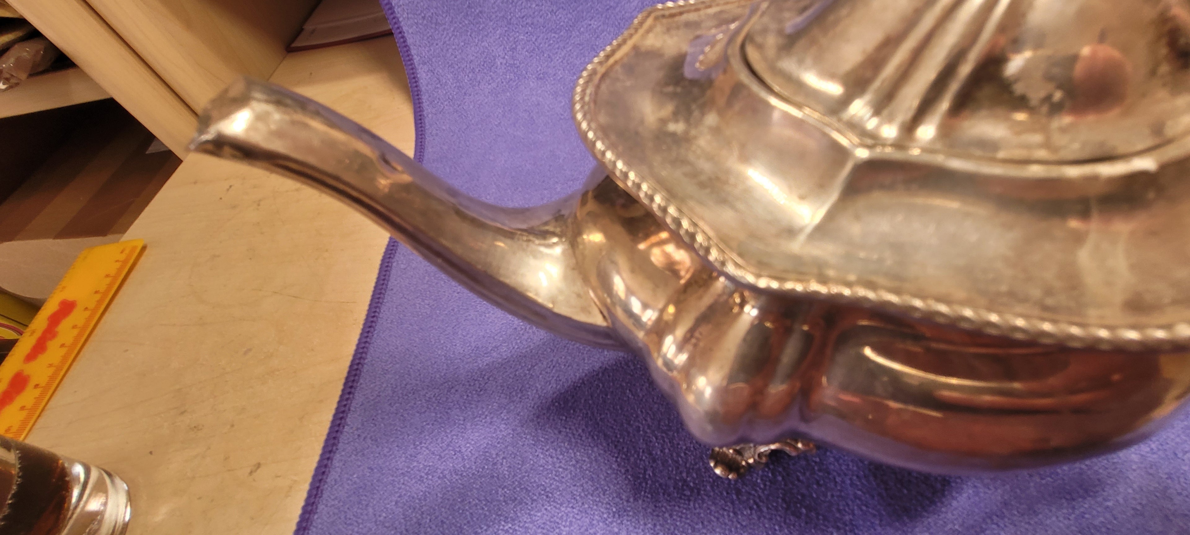 SOLID SILVER hallmarked TEA POT - 1908 Birmingham , 423g