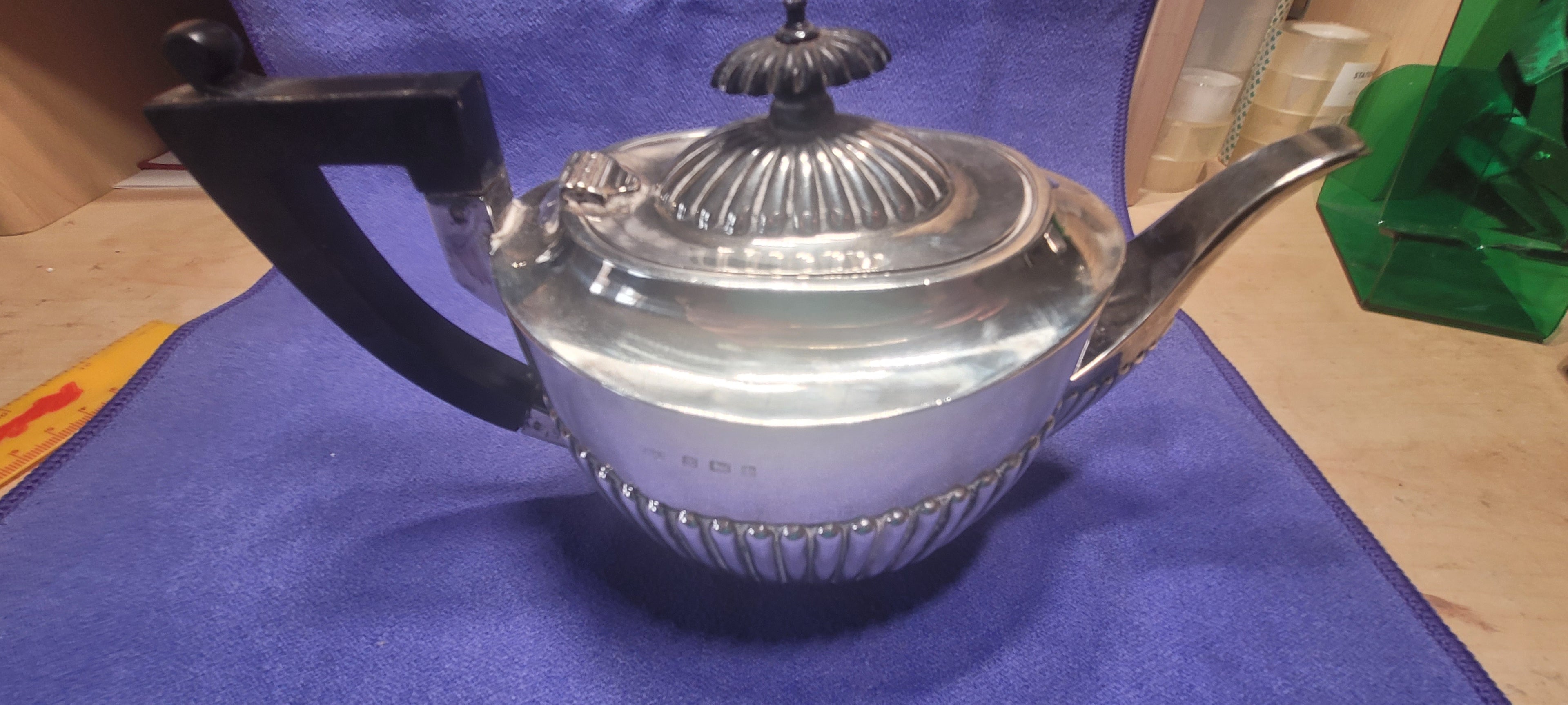 Sterling Silver Teapot, Birmingham, 348g, 1905, W Eaves & Co