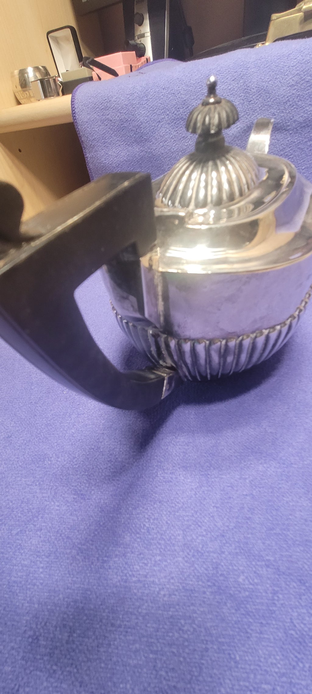 Sterling Silver Teapot, Birmingham, 348g, 1905, W Eaves & Co