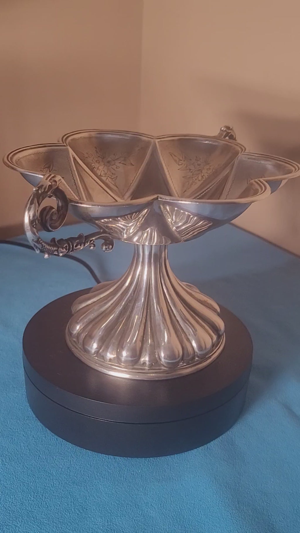 Antique Austro Hungarian Sterling Silver Gothic Compote Vienna c1870 215g