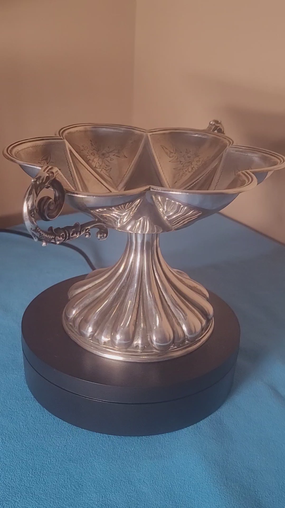 Antique Austro Hungarian Sterling Silver Gothic Compote Vienna c1870 215g