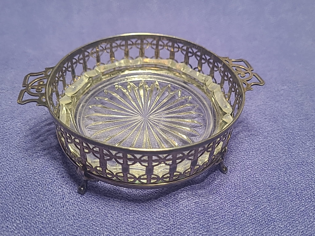 Antique 1925 Adie Brothers Sterling Silver Butter Dish Glass Liner Birmingham