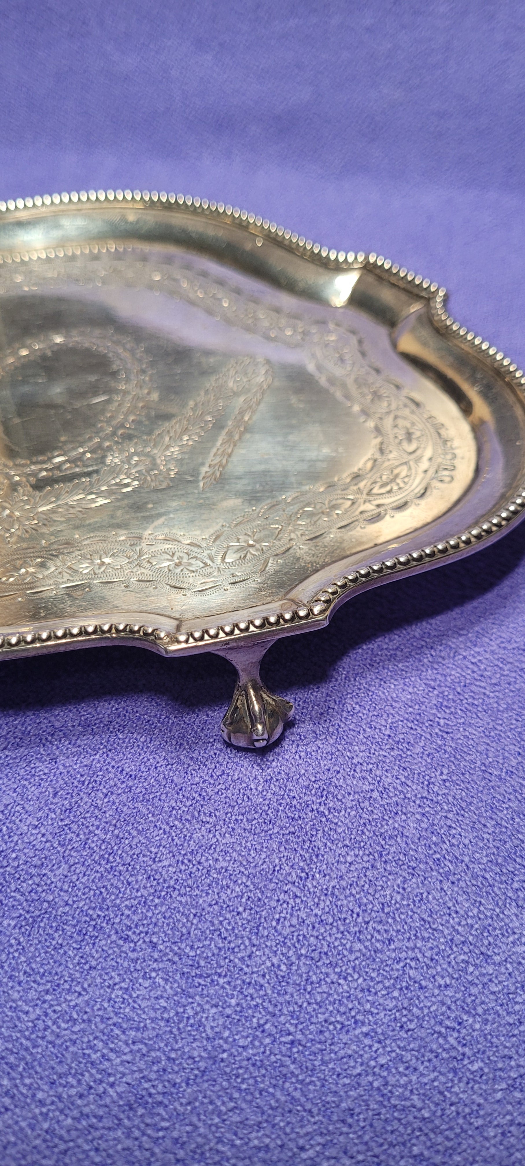 Antique Sterling Silver Footed Tray 212g London 1874 Robert Harper