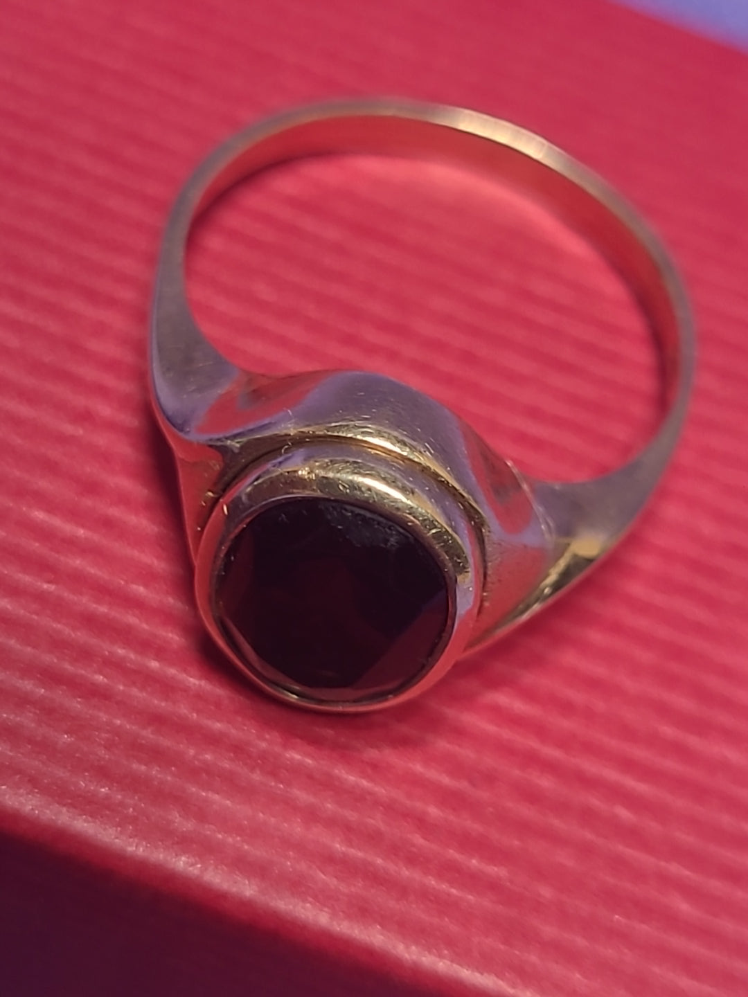 Vintage 14k Yellow Gold Garnet Ring Size P 1/2 Stamped 4.16g