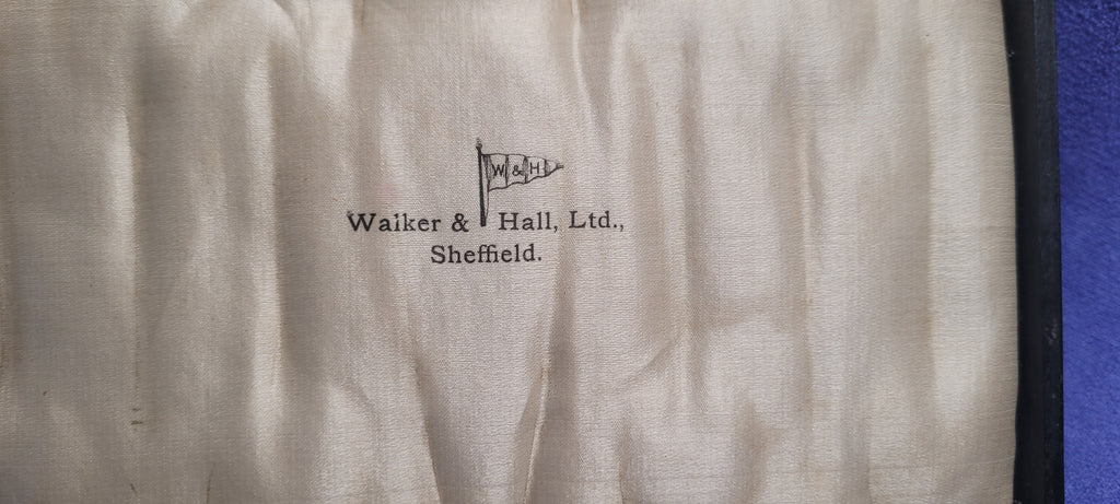 Antique Cased Solid Silver Spoon & Tong Set Walker & Hall 1923 98g