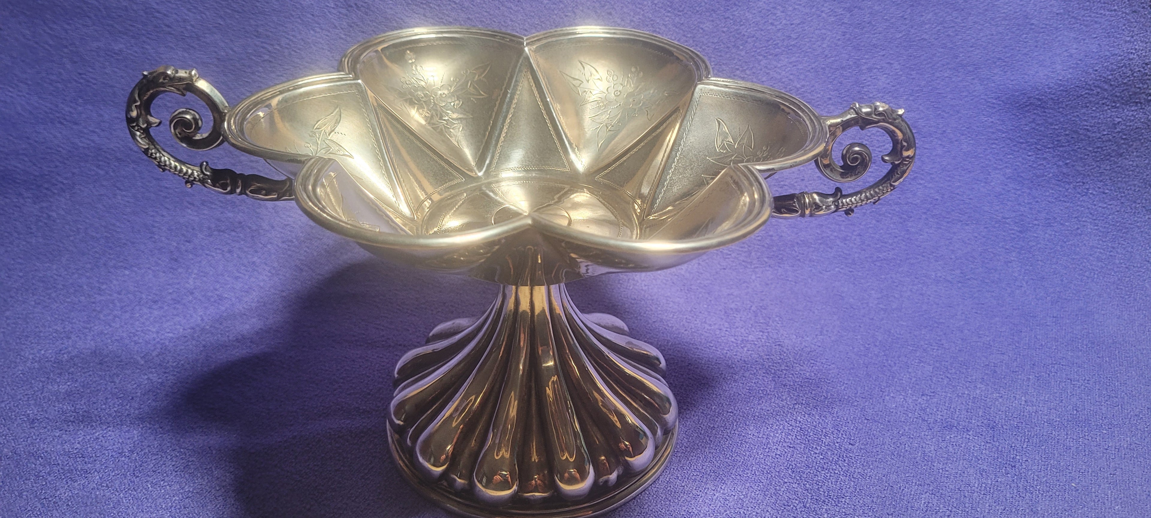 Antique Austro Hungarian Sterling Silver Gothic Compote Vienna c1870 215g