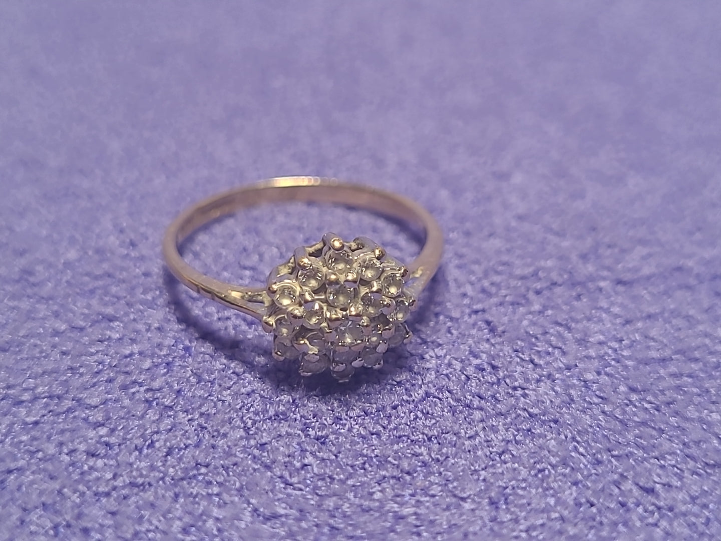 Vintage 9ct Yellow Gold Snowflake Cluster Cocktail Ring Size I 1/2
