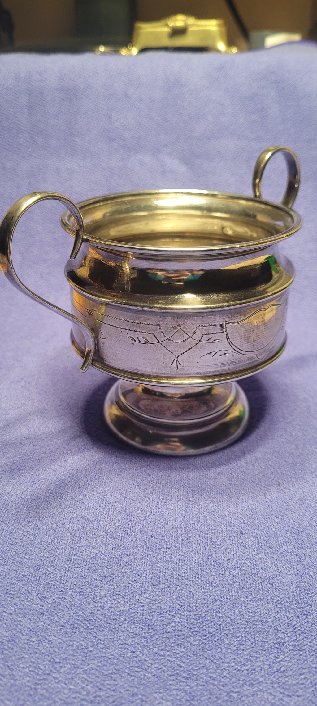 Antique 935 Silver Twin Handle Cup 194g Austria-Hungary “Diana Head” Mark