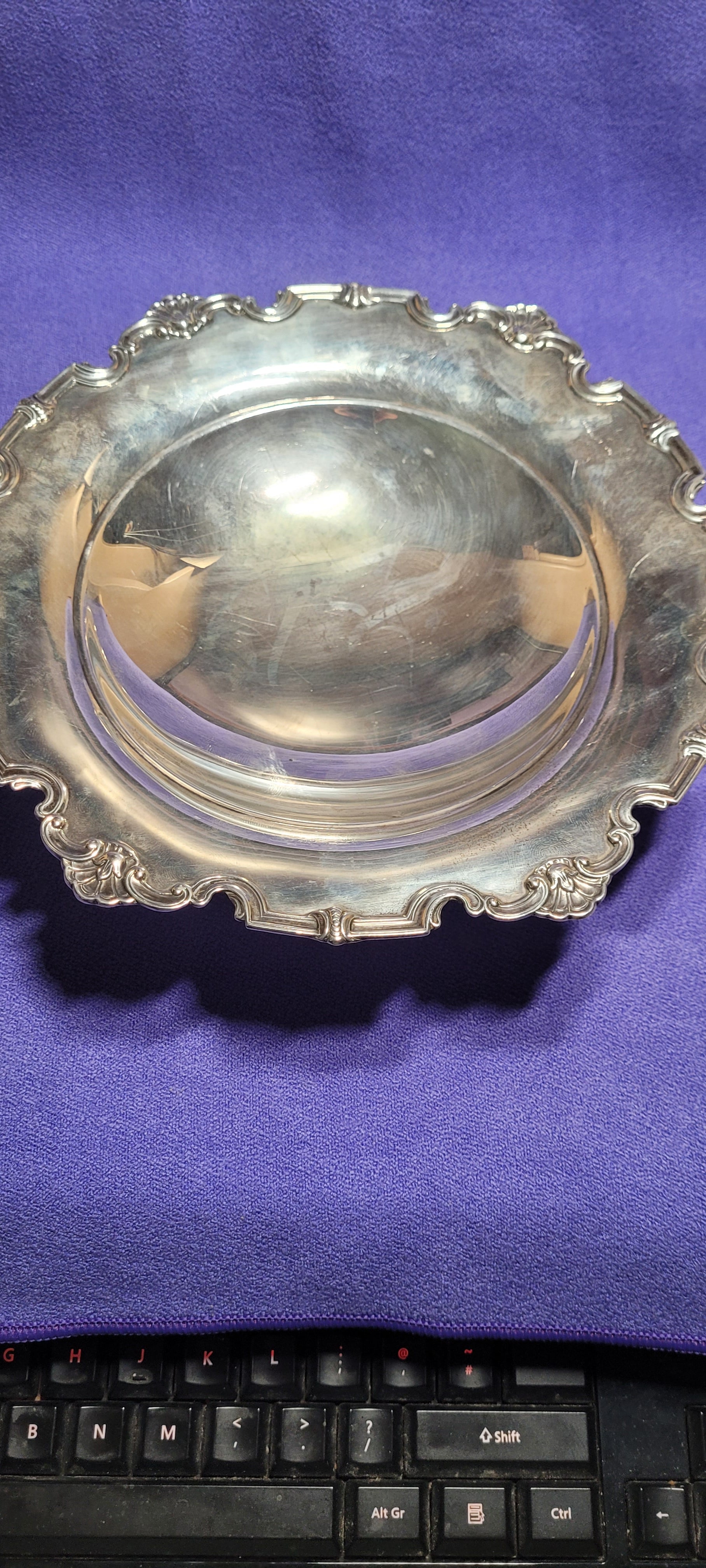 Mappin & Webb , Sterling Silver Large Tazza Dish , Sheffield , 1945 , 296g
