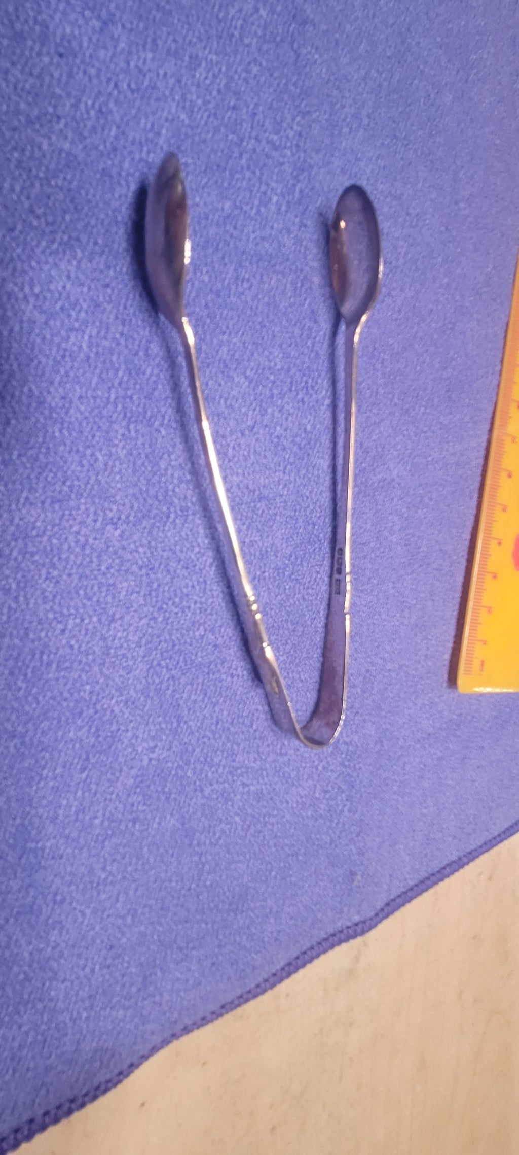 Antique Cased Solid Silver Spoon & Tong Set Walker & Hall 1923 98g