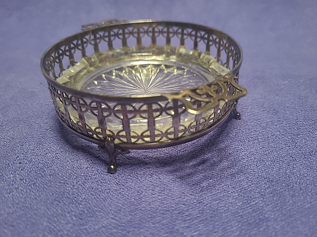 Antique 1925 Adie Brothers Sterling Silver Butter Dish Glass Liner Birmingham