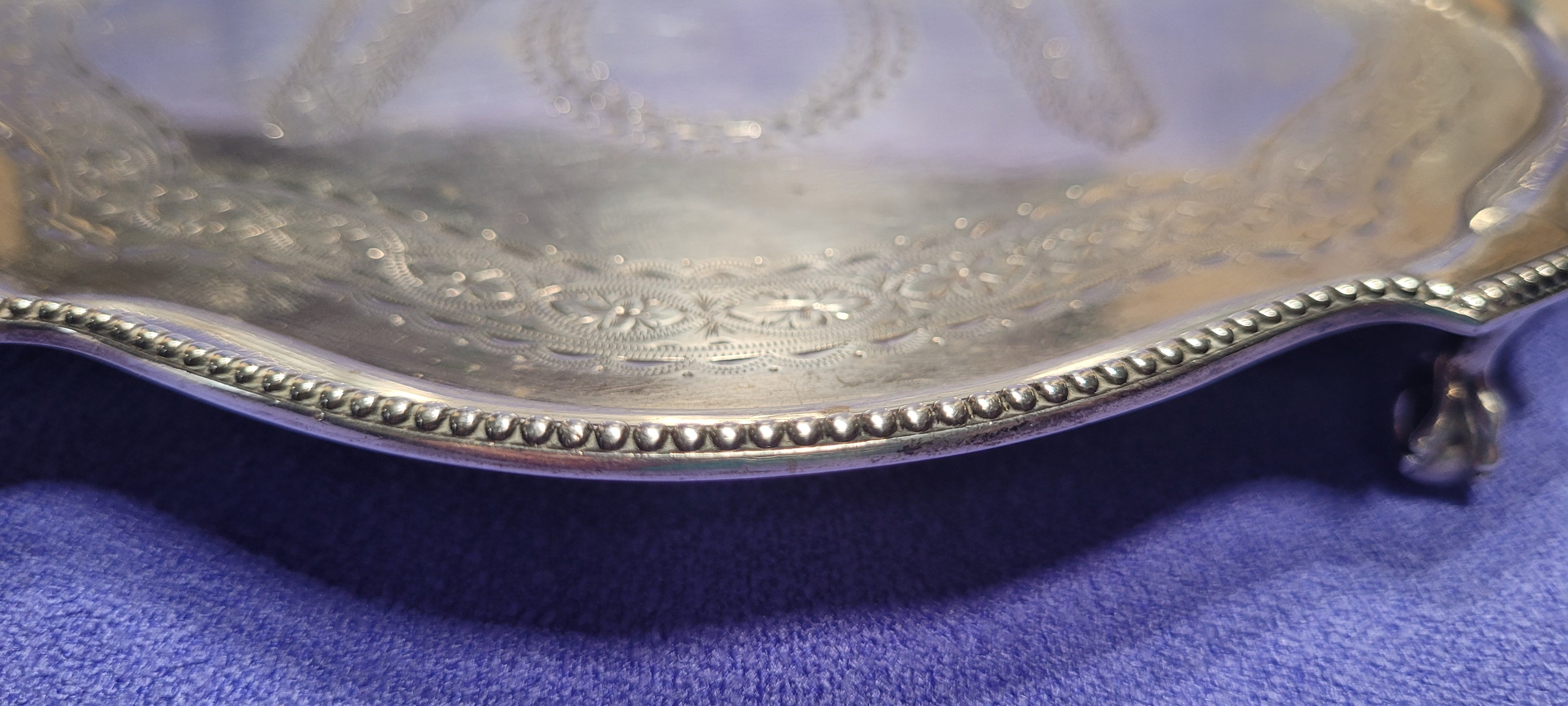 Antique Sterling Silver Footed Tray 212g London 1874 Robert Harper