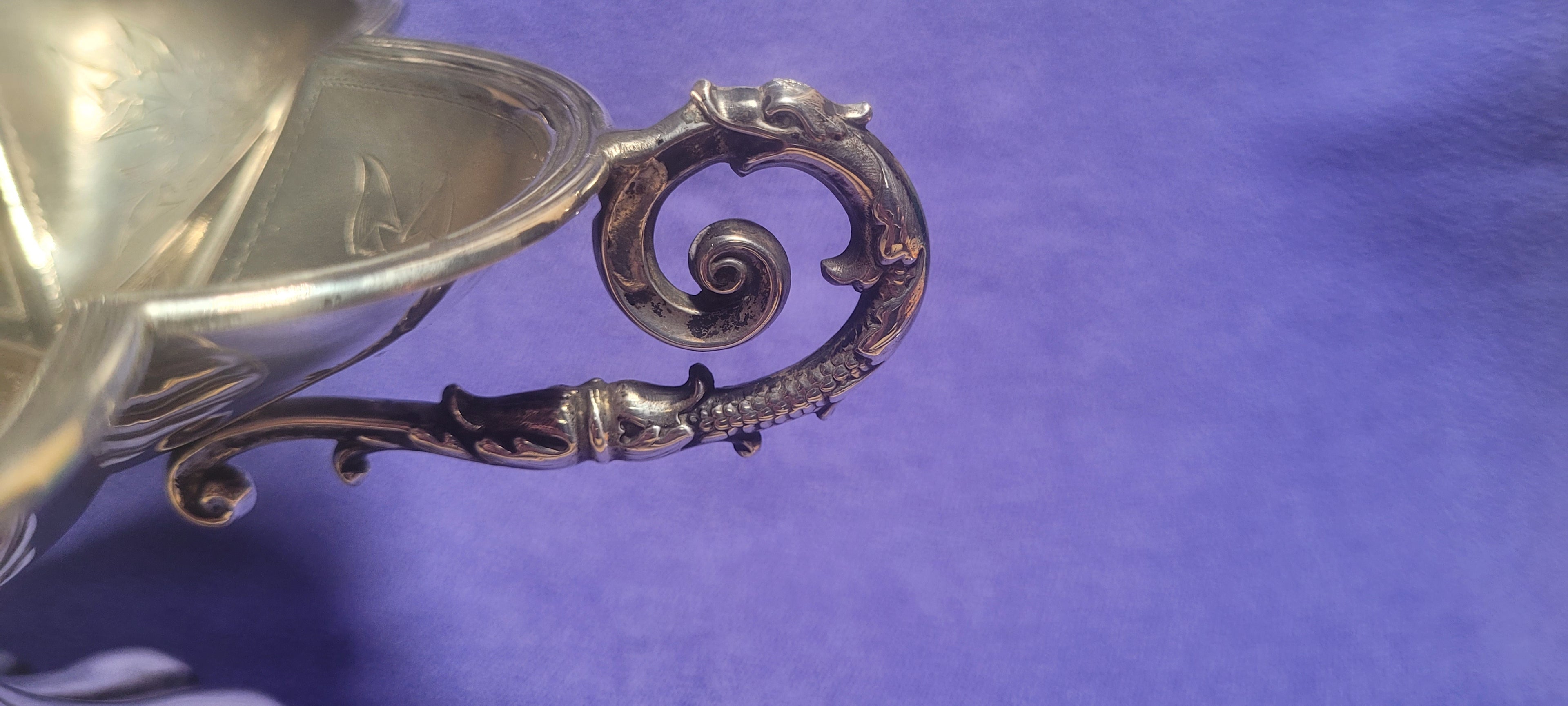 Antique Austro Hungarian Sterling Silver Gothic Compote Vienna c1870 215g