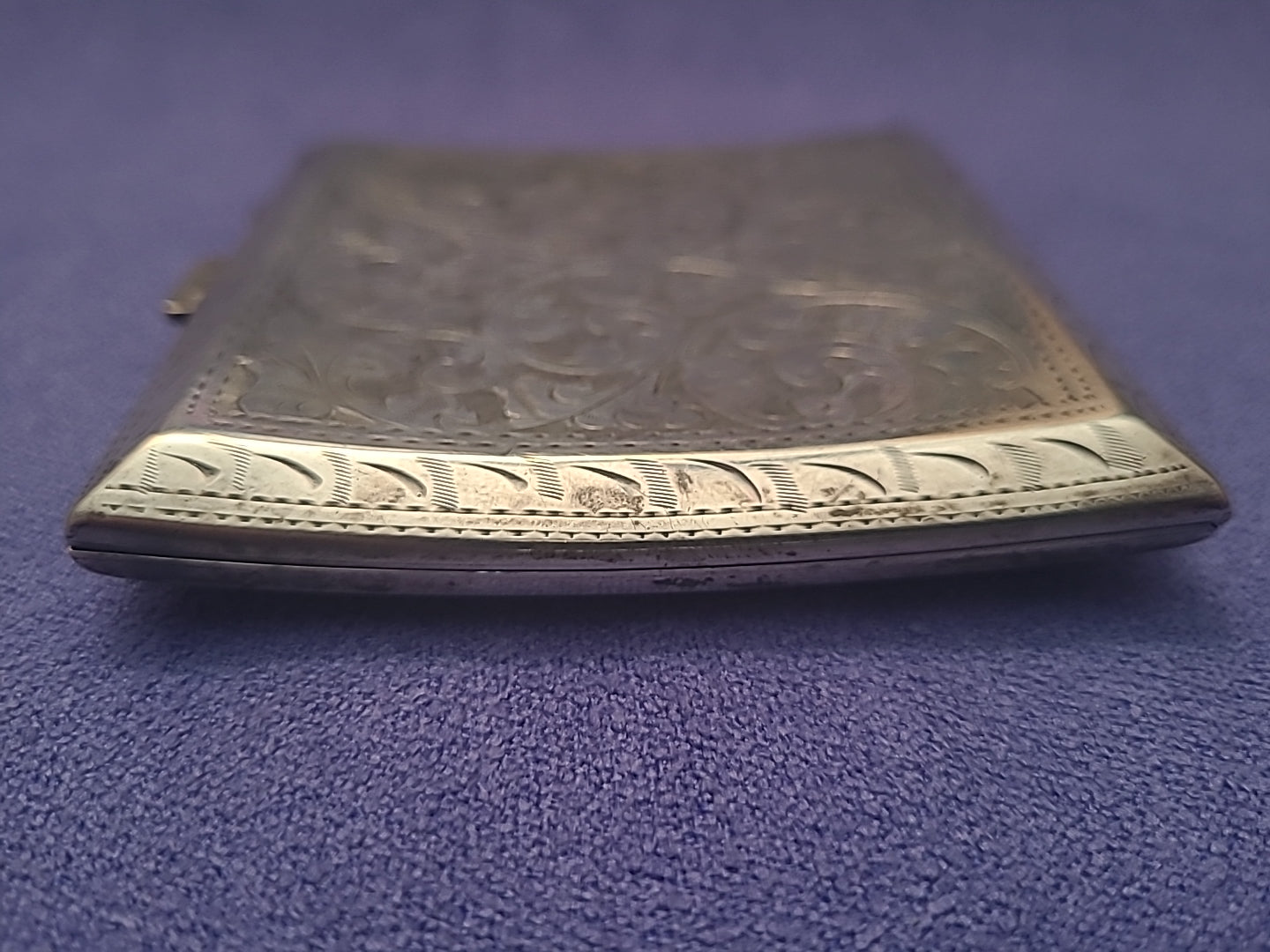 Antique Sterling Silver Engraved Cigarette Case Birmingham 1926 J L 110g
