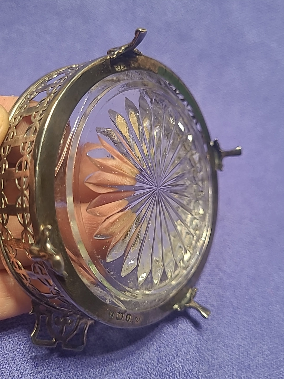 Antique 1925 Adie Brothers Sterling Silver Butter Dish Glass Liner Birmingham