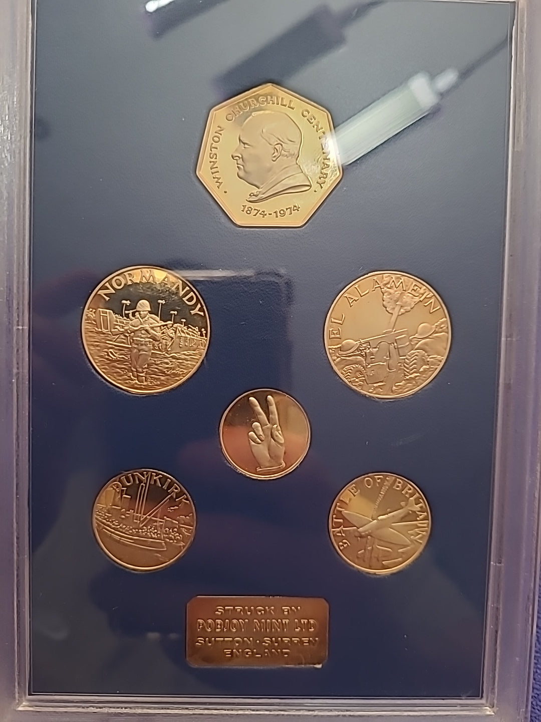 Winston Churchill Centenary 1874–1974 22ct Gold on Silver 6 Coin Medal Set