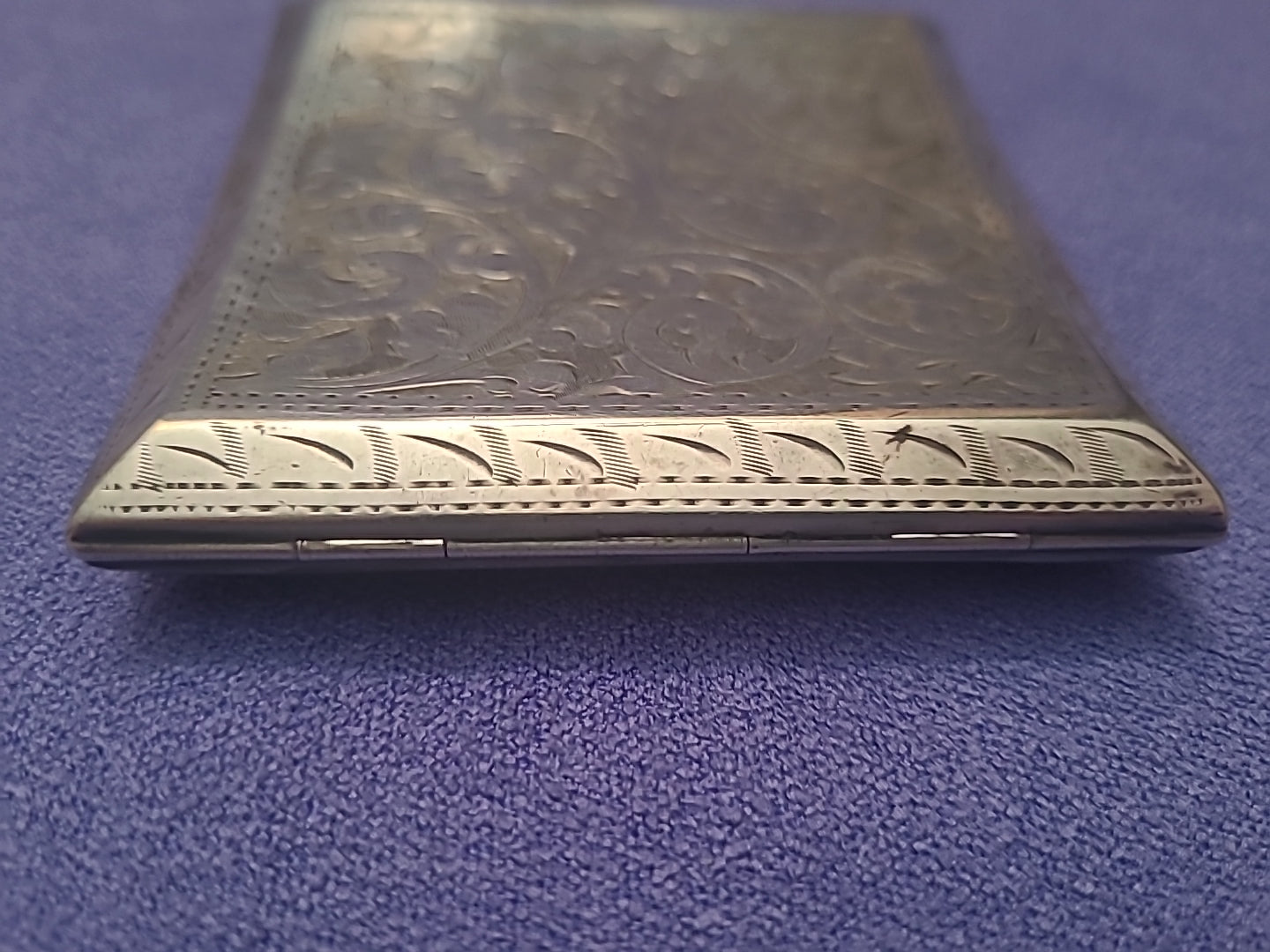 Antique Sterling Silver Engraved Cigarette Case Birmingham 1926 J L 110g