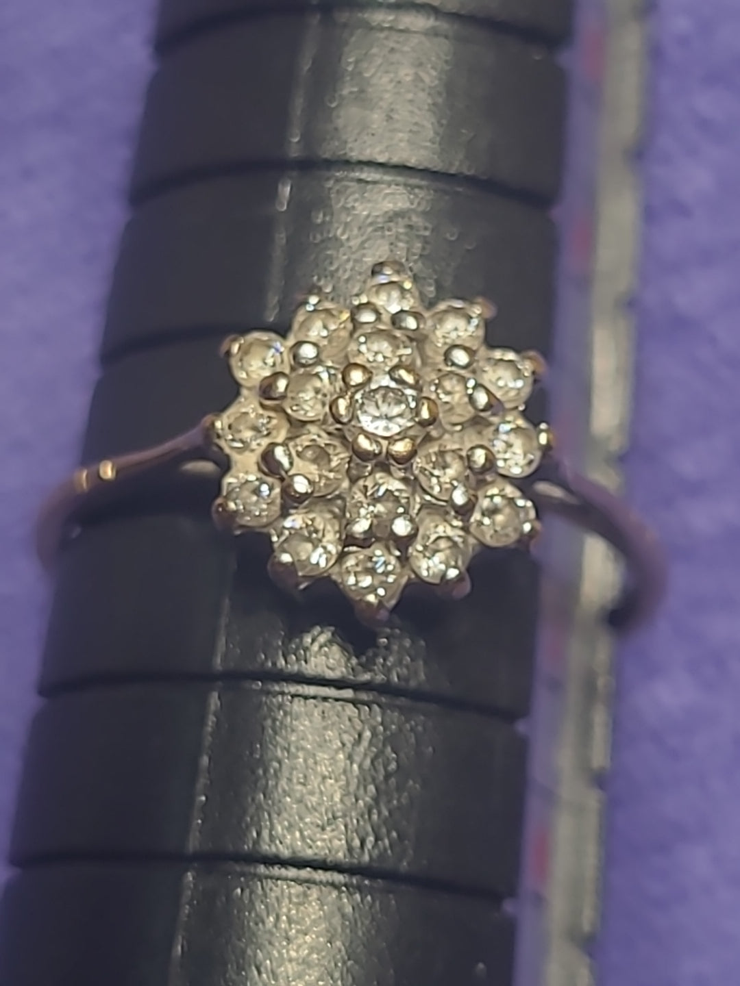 Vintage 9ct Yellow Gold Snowflake Cluster Cocktail Ring Size I 1/2