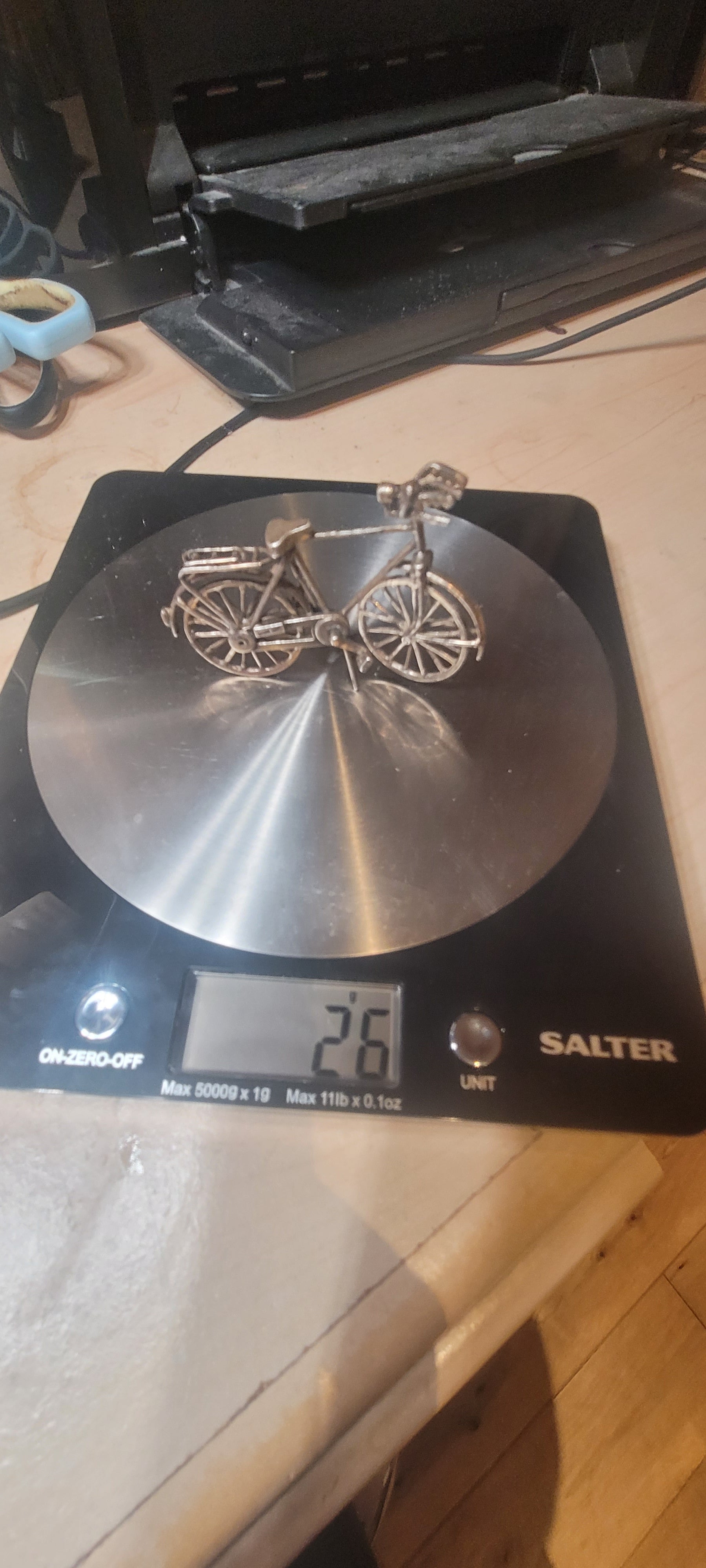 Sterling Silver Miniature Bicycle 925 Spain Hallmarked Collectible 26g Ornament