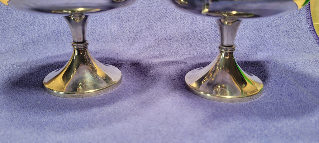 PAIR SOLID SILVER HANDLED PEDESTAL BOWLS FORDHAM & FAULKNER SHEFFIELD 1902 388g