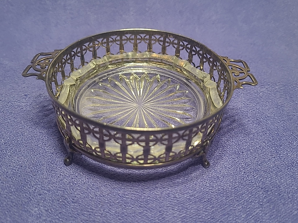 Antique 1925 Adie Brothers Sterling Silver Butter Dish Glass Liner Birmingham