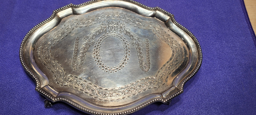 Antique Sterling Silver Footed Tray 212g London 1874 Robert Harper