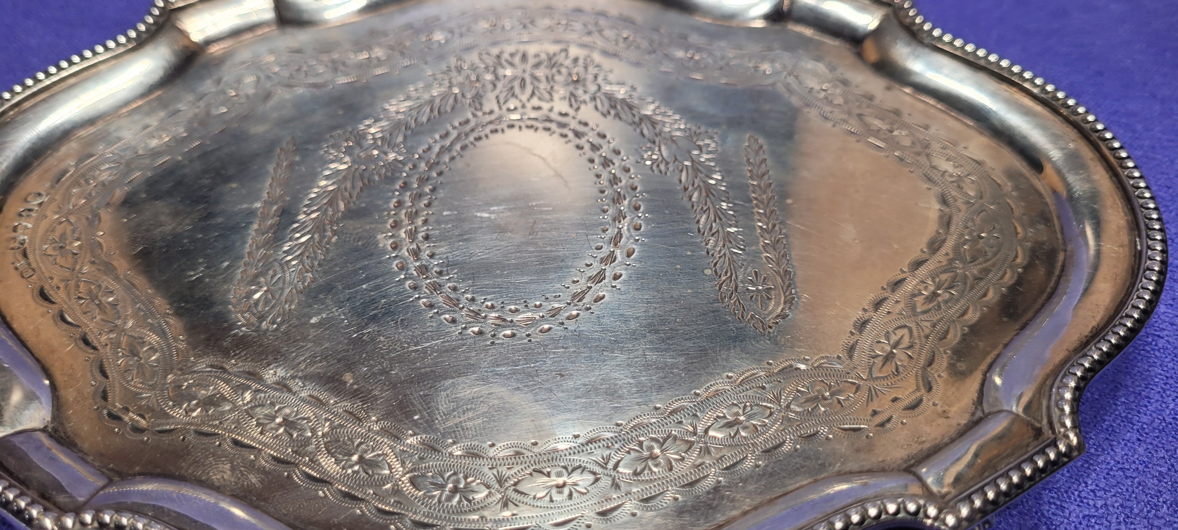 Antique Sterling Silver Footed Tray 212g London 1874 Robert Harper